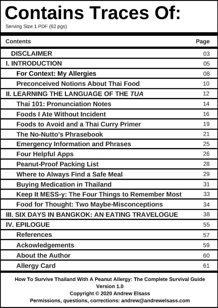 Table of contents Table of contents